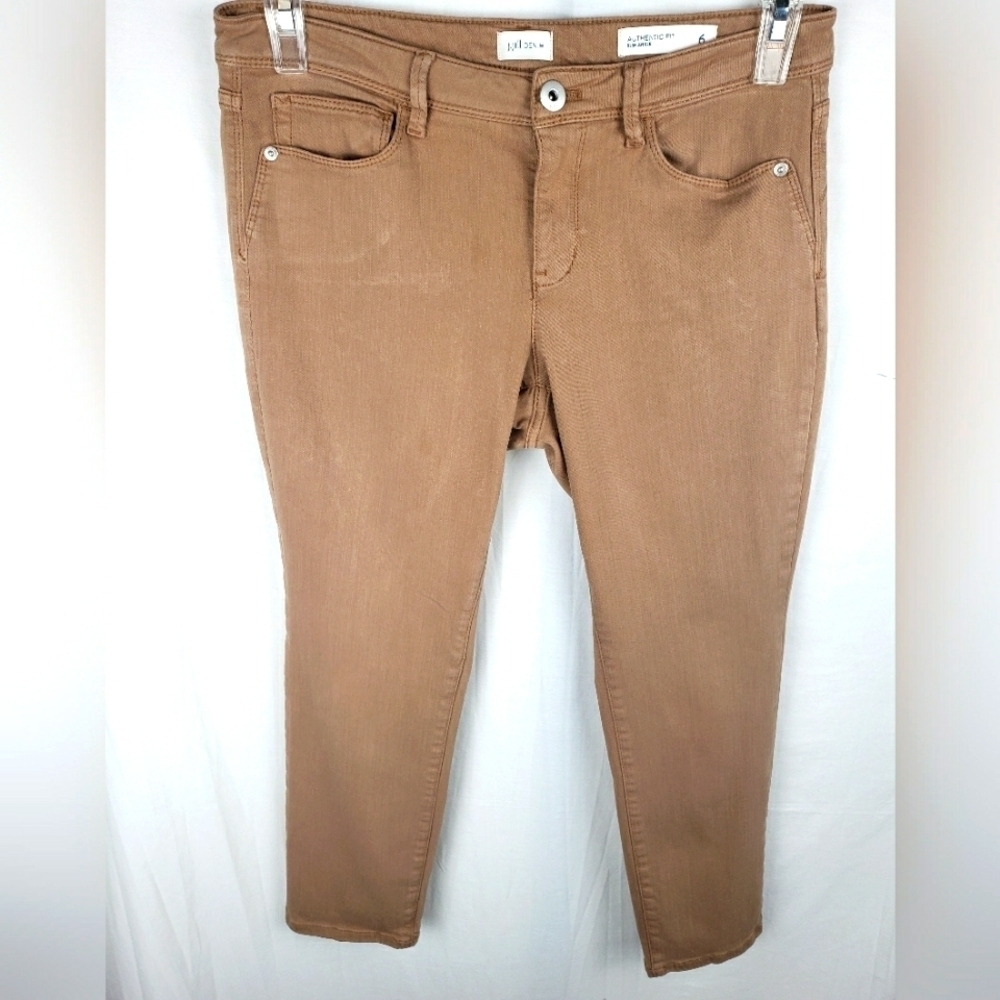 J.Jill Denim Authentic Fit Slim Ankle Tan Pants Sz 6